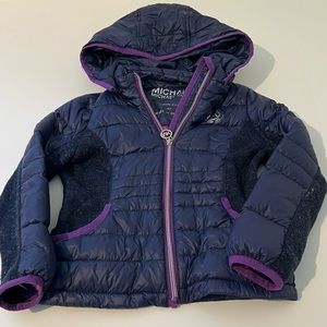 EUC Michael Kors Down Fill Coat- size 4T- purple and blue. No rips/stains/tears